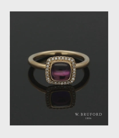 Amethyst & Diamond Ring in 9ct Yellow Gold