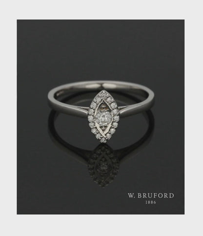 Diamond Marquise Shaped Cluster Ring in 9ct White Gold