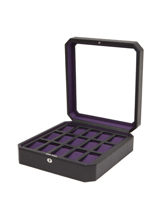 Wolf Windsor 15 Piece Watch Box - Black & Purple 458503