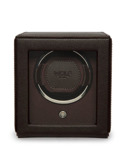 Wolf Cub Single Watch Winder with Cover in Brown 461106