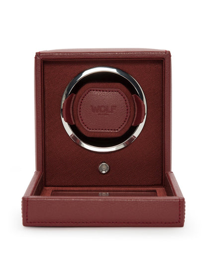 Wolf Cub Single Watch Winder with Cover - Bordeaux Pebble