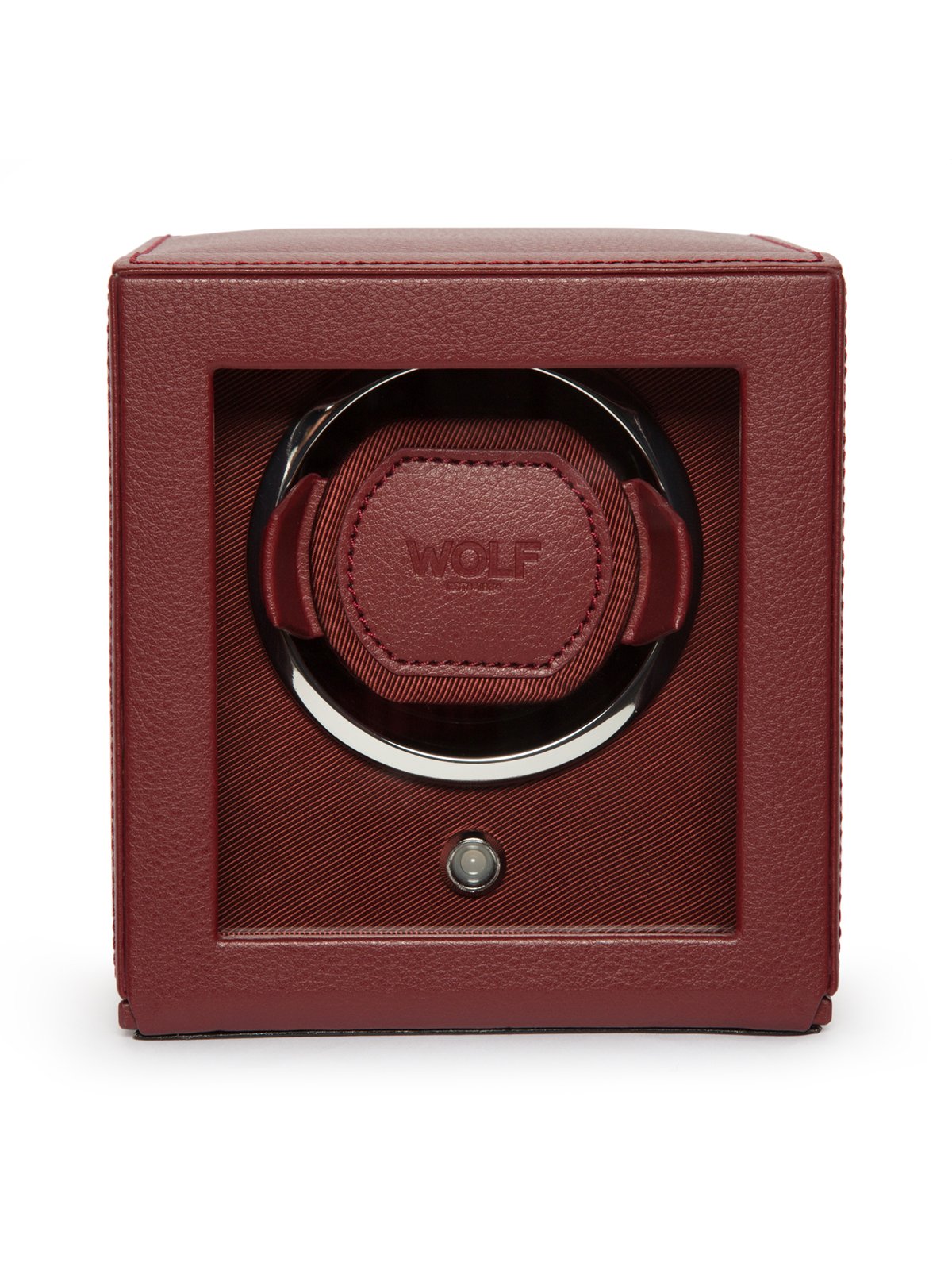 Wolf Cub Single Watch Winder with Cover - Bordeaux Pebble