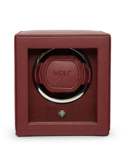 Wolf Cub Single Watch Winder with Cover - Bordeaux Pebble