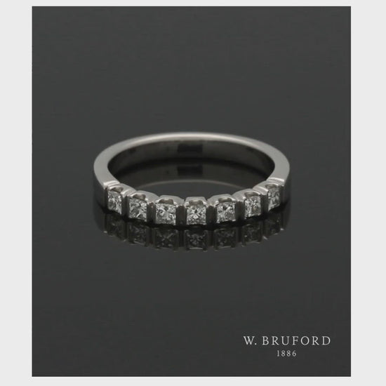 Diamond Half Eternity Ring 0.50ct Princess Cut in Platinum