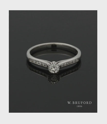 Diamond Solitaire Engagement Ring 0.35ct Round Brilliant Cut in 9ct White Gold with Diamond Shoulders