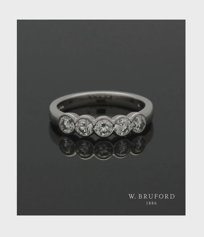 Five Stone Diamond Ring 0.81ct Round Brilliant Cut in Platinum