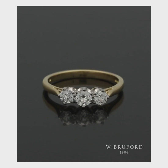Three Stone Diamond Ring 0.50ct Round Brilliant Cut in 18ct Yellow and White Gold