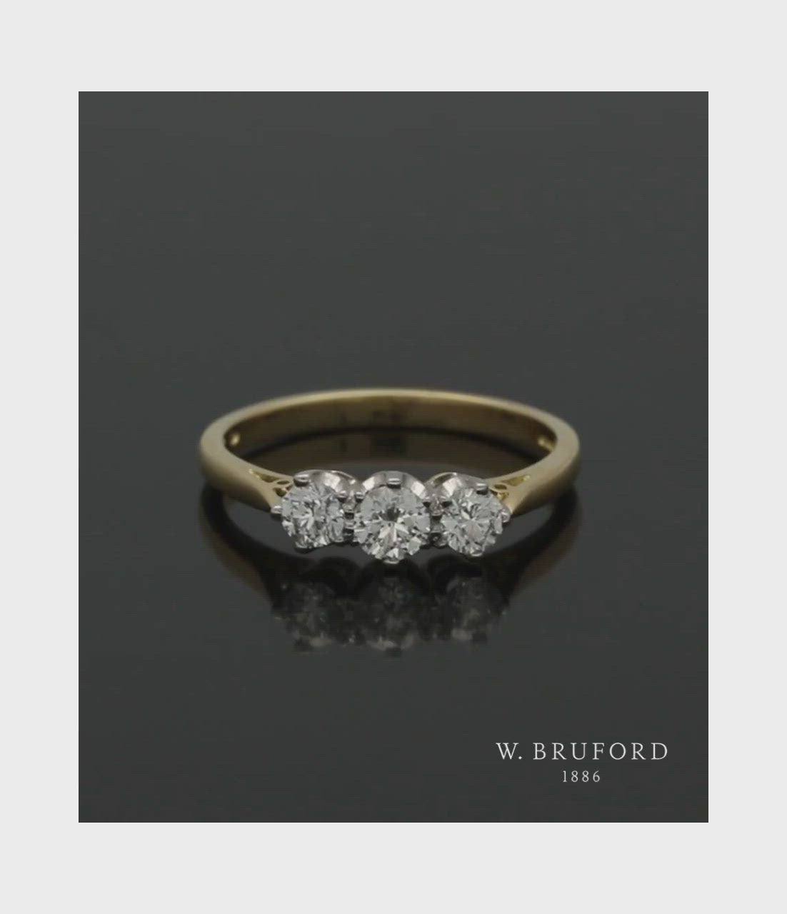 Three Stone Diamond Ring 0.50ct Round Brilliant Cut in 18ct Yellow and White Gold
