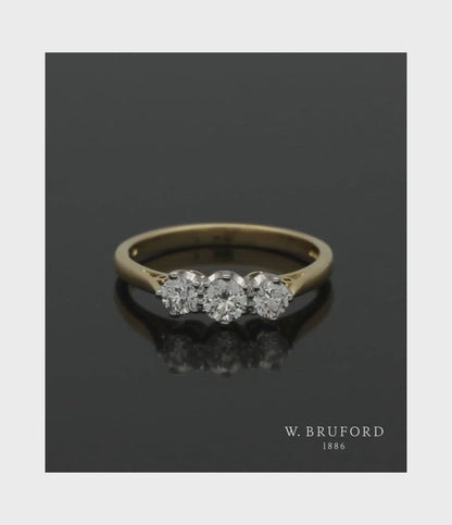 Three Stone Diamond Ring 0.50ct Round Brilliant Cut in 18ct Yellow and White Gold