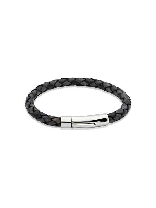Unique & Co. 21cm Antique Black Leather Bracelet A40ABL/21CM