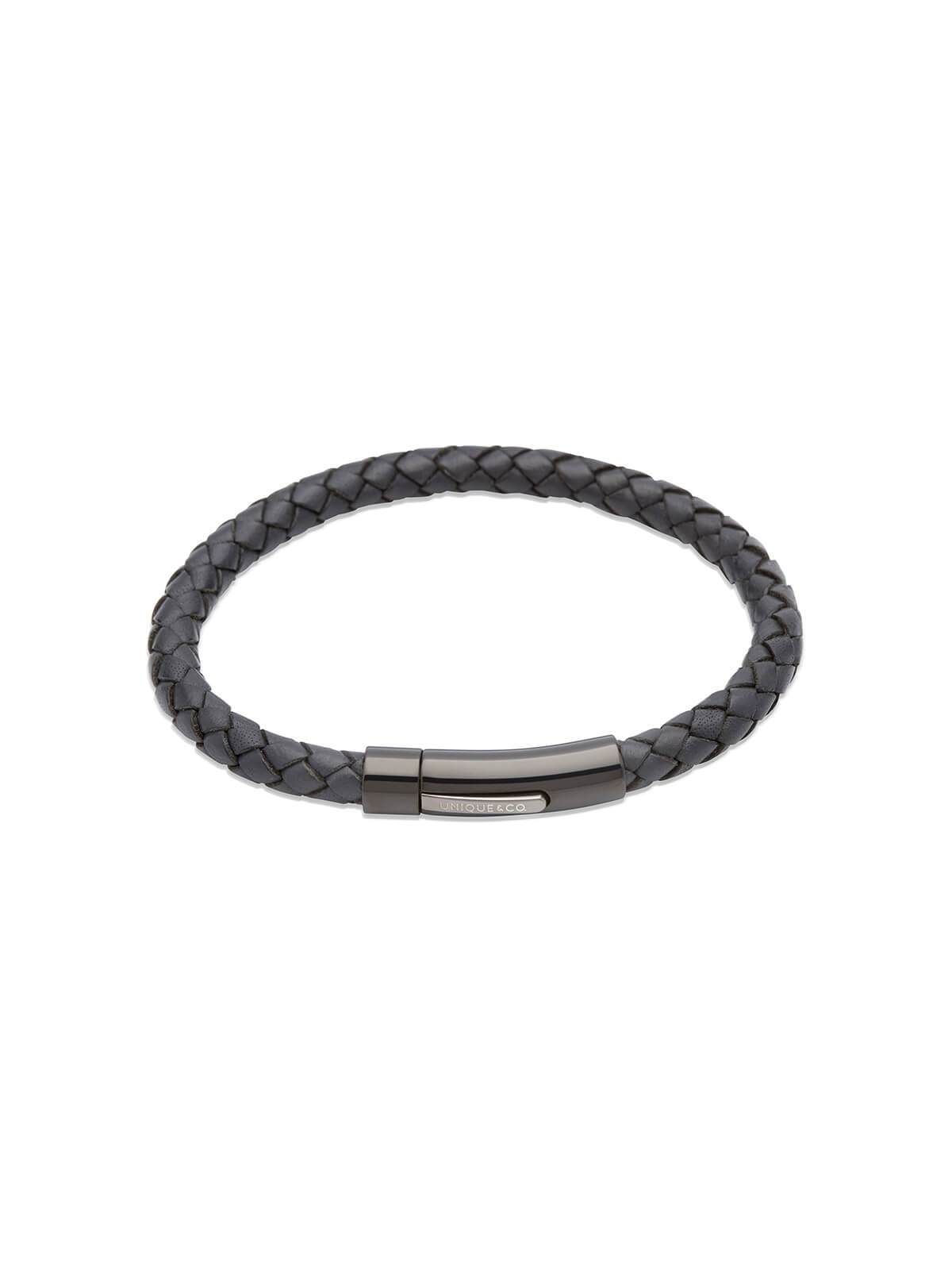 Unique & Co. 21cm Navy Blue Leather Bracelet B320NV/21CM