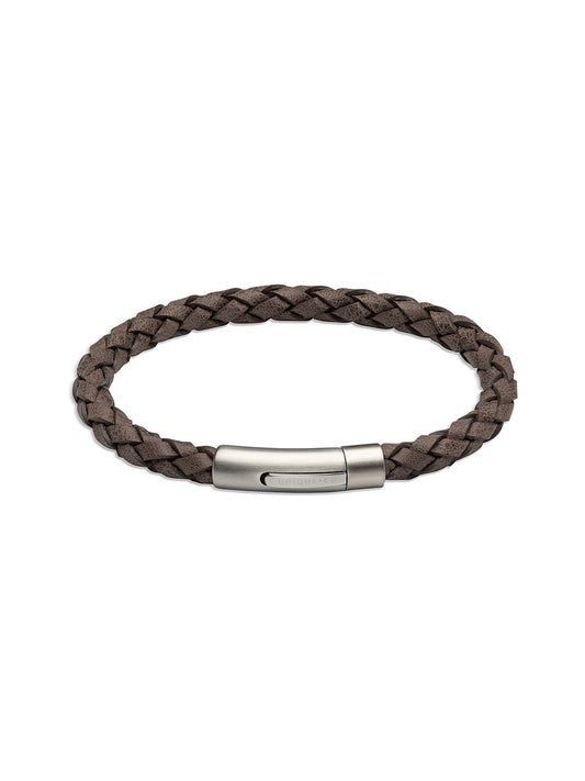 Unique & Co. 21cm Brown Leather Bracelet with Steel Clasp