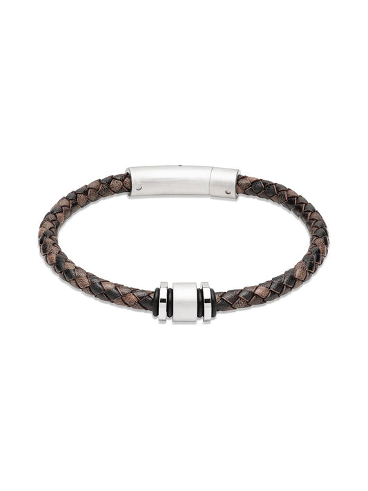Unique & Co. 21cm Antique Brown Leather Bracelet with Steel Clasp