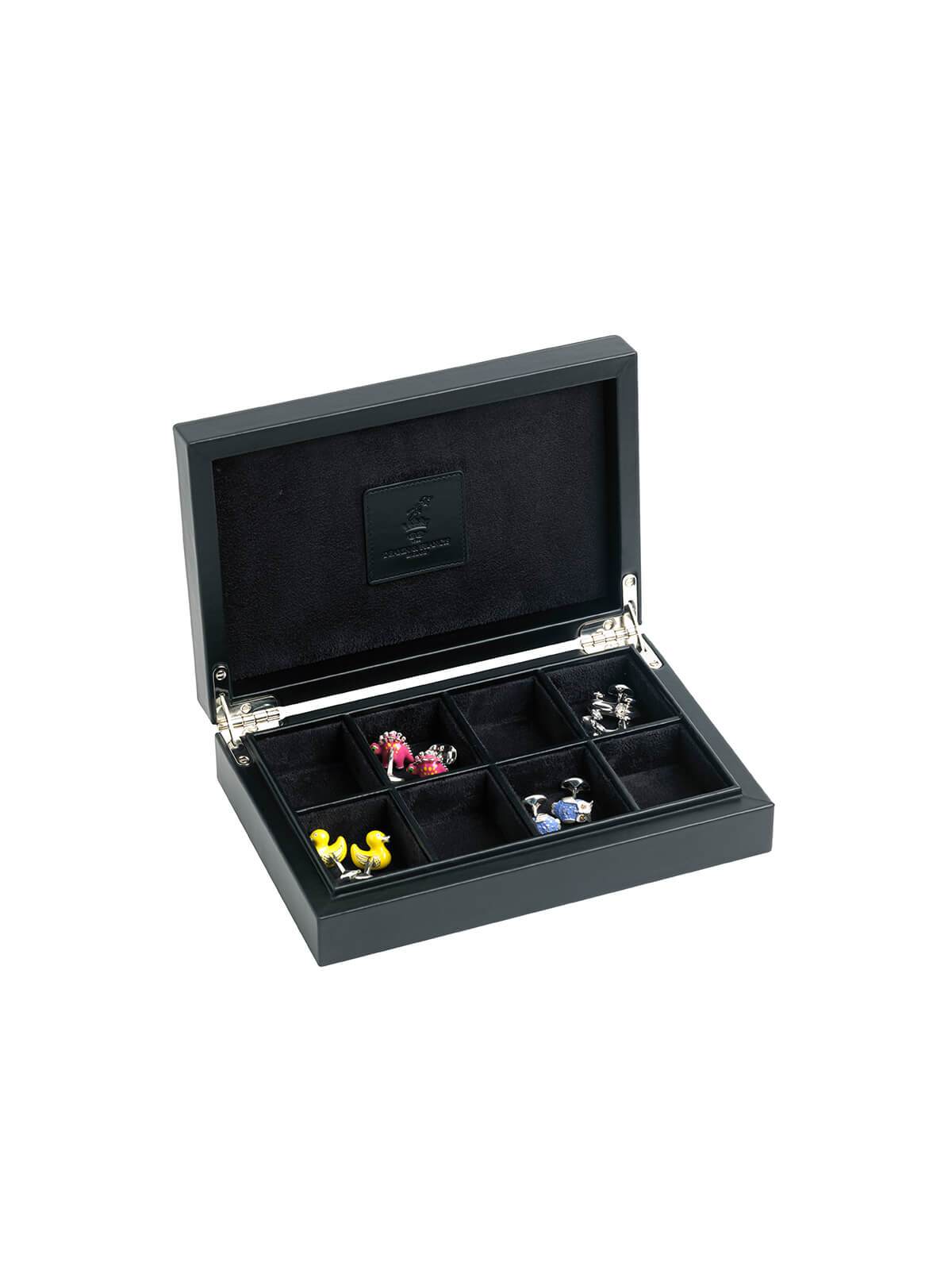 Deakin & Francis Black Leather Cufflink Box G04120002