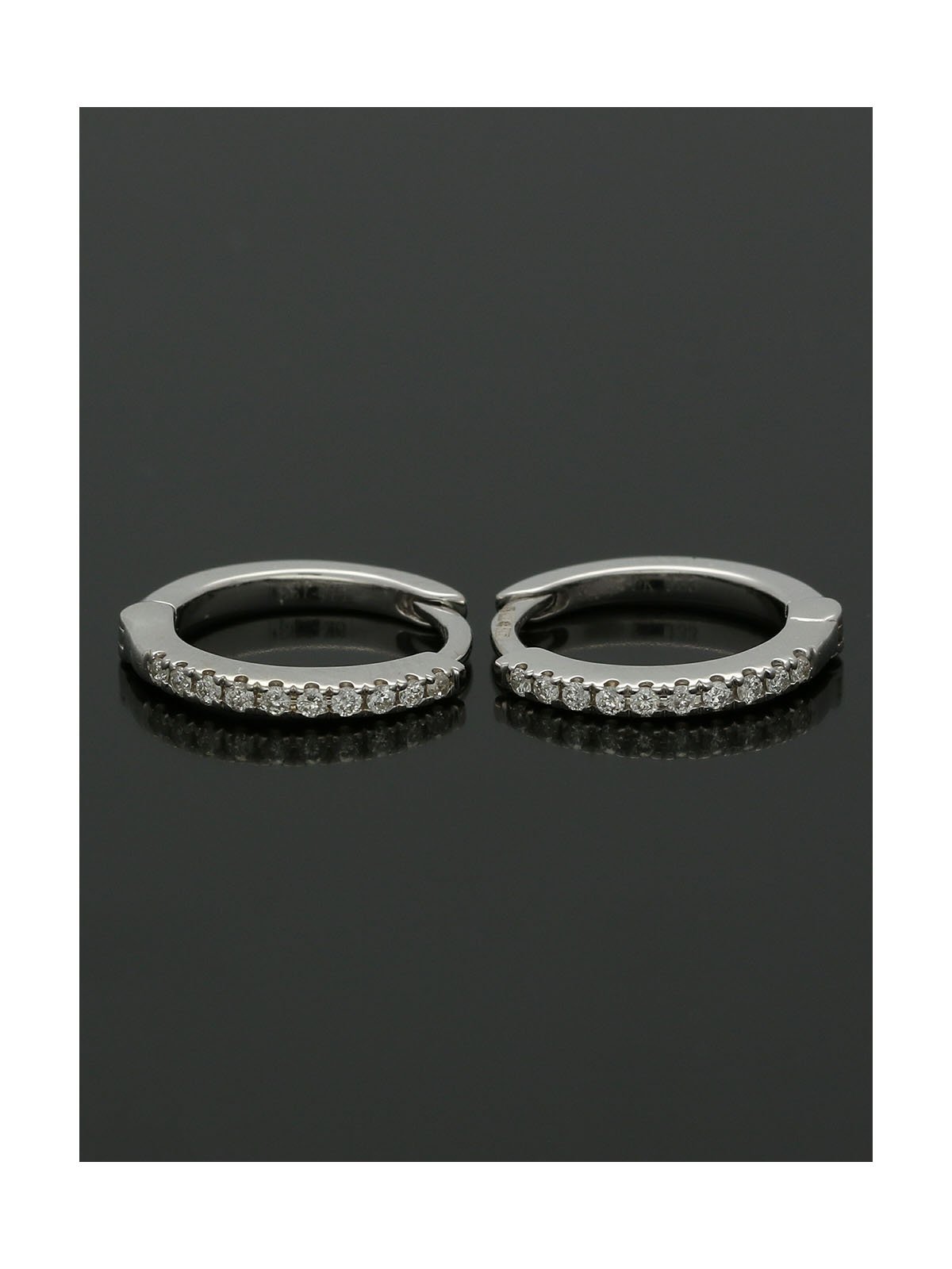 Diamond Hoop Earrings 0.10ct Round Brilliant Cut in 9ct White Gold 
