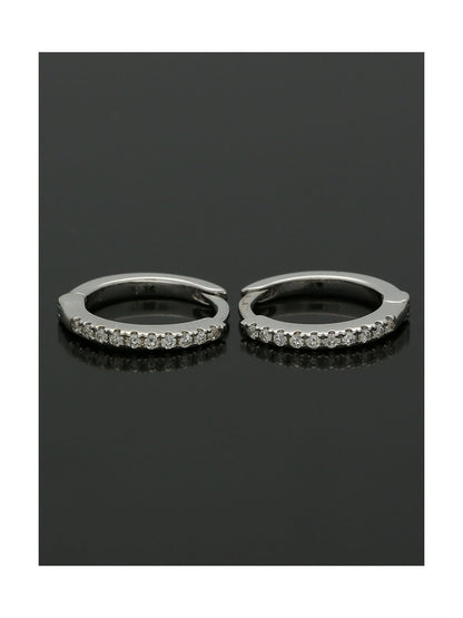 Diamond Hoop Earrings 0.10ct Round Brilliant Cut in 9ct White Gold 