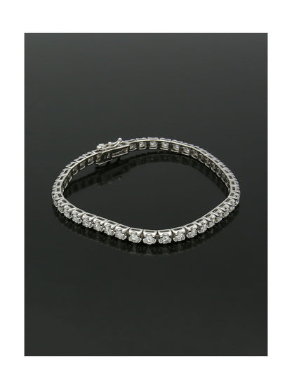 Diamond Line Bracelet 4.00ct Round Brilliant Cut in 18ct White Gold