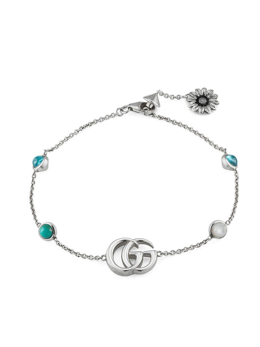 Gucci GG Marmont Silver, Mother of Pearl & Blue Topaz Bracelet