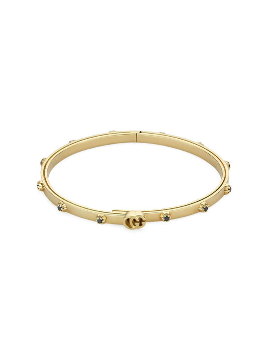 Gucci GG Running Bangle in 18ct Yellow Gold with Black Diamonds YBA582049001017
