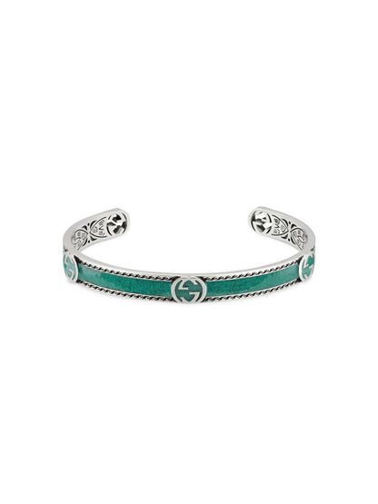 Gucci Interlocking Silver & Turquoise Enamel Bangle
