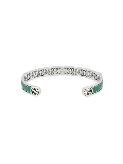 Gucci Interlocking Silver & Turquoise Enamel Bangle