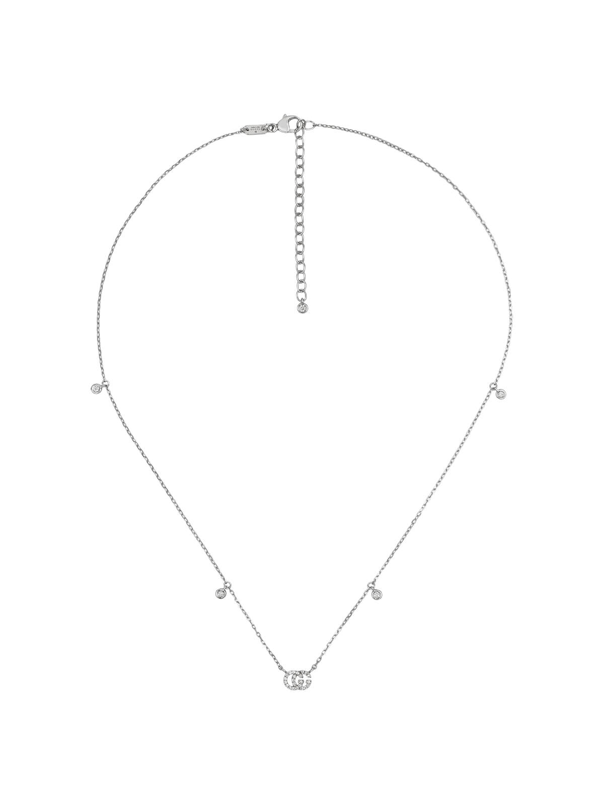 Gucci GG Running Necklace in 18ct White Gold with Diamonds YBB47923100100U