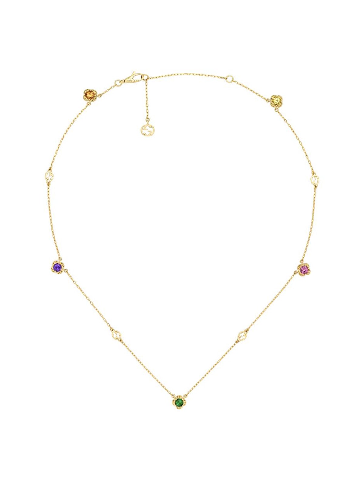 Gucci Interlocking 18ct Yellow Gold & Gemstone Necklace