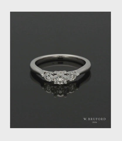 Three Stone Diamond Ring 0.62ct Round Brilliant Cut in 18ct White Gold