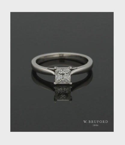 Diamond Solitaire Engagement Ring "The Grace Collection" Certificated 0.70ct Princess Cut in Platinum
