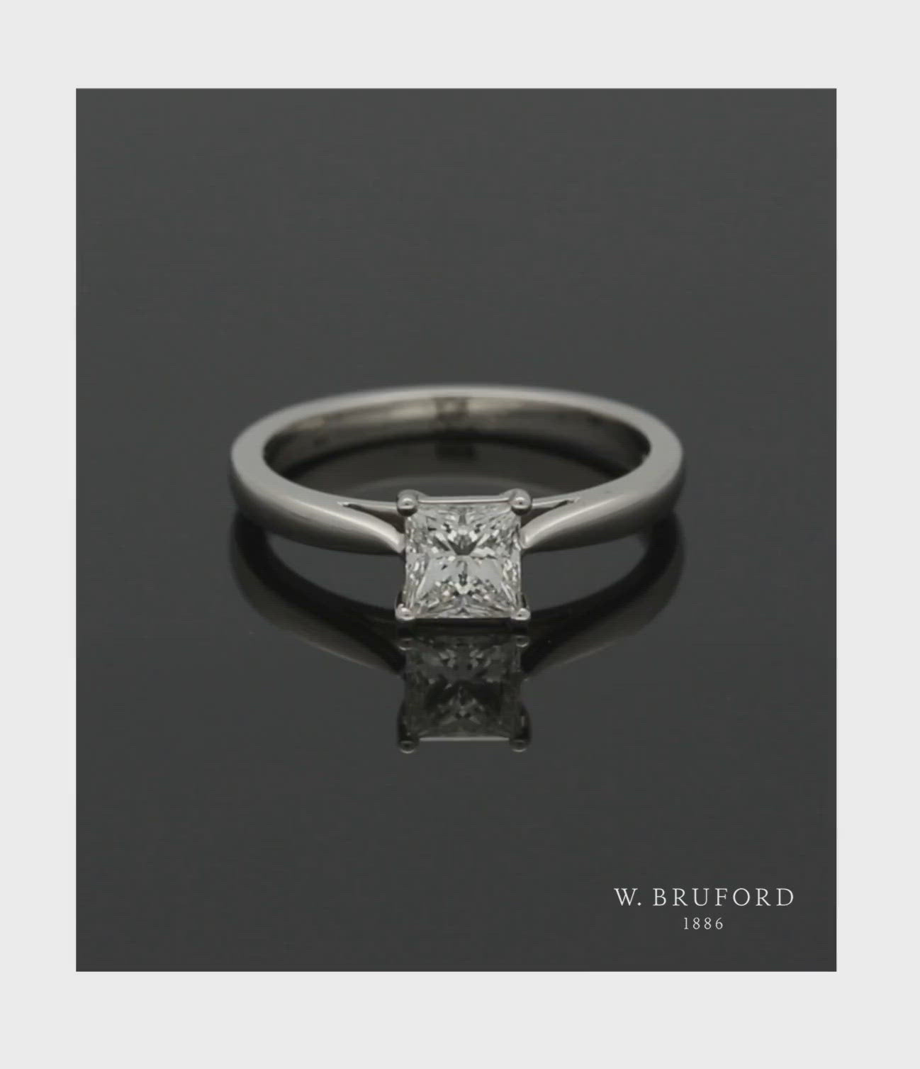 Diamond Solitaire Engagement Ring "The Grace Collection" Certificated 0.70ct Princess Cut in Platinum