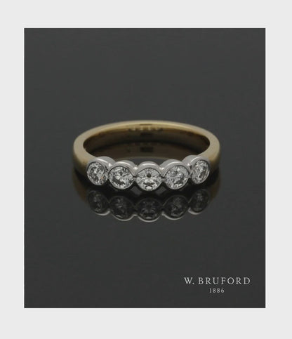 Five Stone Diamond Ring 0.68ct Round Brilliant Cut in 18ct Yellow & White Gold