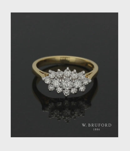 Diamond Cluster Ring 0.41ct Round Brilliant Cut in 18ct Yellow & White Gold