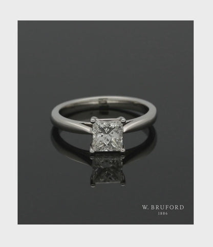 Diamond Solitaire Engagement Ring "The Grace Collection" Certificated 1.00ct Princess Cut in Platinum