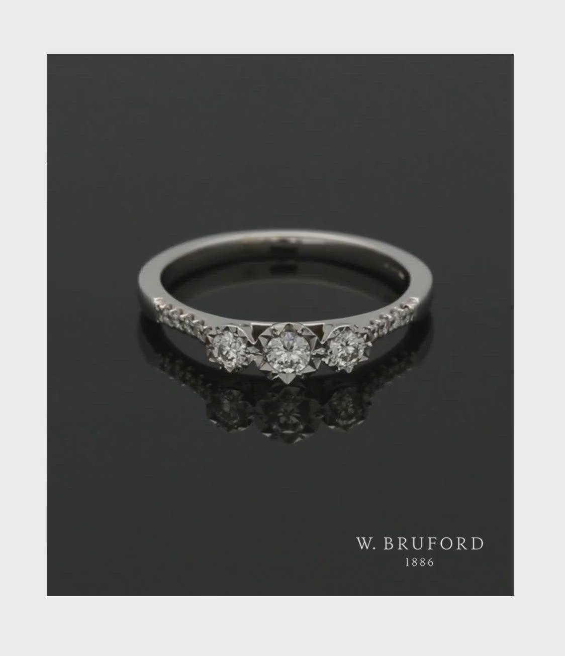 Three Stone Diamond Ring 0.32ct Round Brilliant Cut in 9ct White Gold