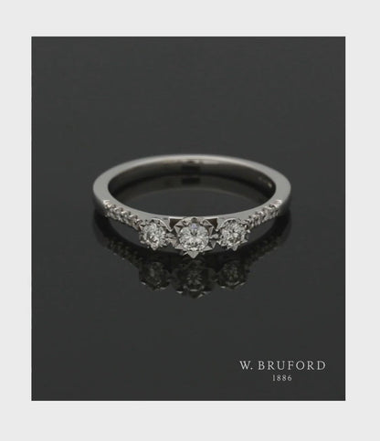 Three Stone Diamond Ring 0.32ct Round Brilliant Cut in 9ct White Gold